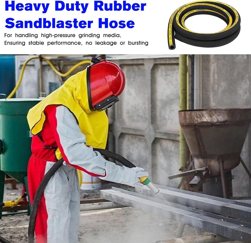 JIOTAR Sand Blaster Hose FOR Heavy Duty Rubber Sandblaster Hose Sandblasting Gun Sandblaster Cabinet - 1/2" ID, 1" OD,10 Ft Long - Image 5